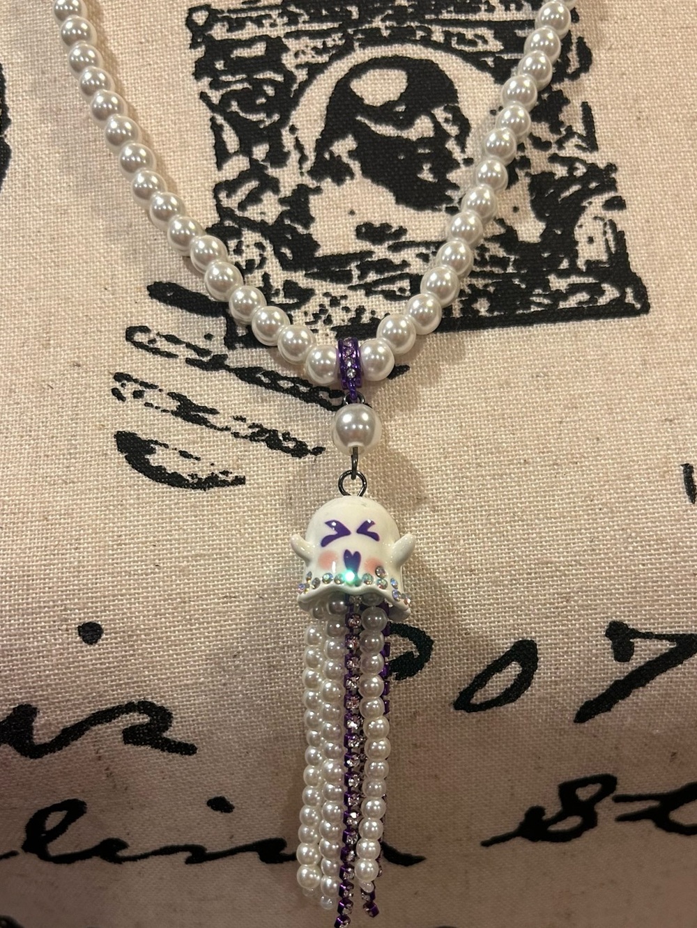 Betsey Johnson Punk N Spice Ghost Fringe Necklace